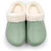 imageAmoji Fur Lined Clogs Fleece Garden Slippers House Home Winter Clogs ShoesGreen