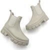 imageAmoji Unisex Ankle Chelsea Rain Platform Rubber Waterproof Boots 917Beige