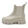 imageAmoji Unisex Ankle Chelsea Rain Platform Rubber Waterproof Boots 917Beige