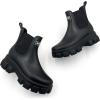 imageAmoji Unisex Ankle Chelsea Rain Platform Rubber Waterproof Boots 917Black