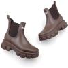 imageAmoji Unisex Ankle Chelsea Rain Platform Rubber Waterproof Boots 917Brown