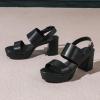 imageAmoji Women 3 Inch Block Heels Platform Strap Chunky Heeled Sandals 3283inchpublack
