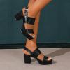 imageAmoji Women 3 Inch Block Heels Platform Strap Chunky Heeled Sandals 3283inchpublack