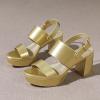 imageAmoji Women 3 Inch Block Heels Platform Strap Chunky Heeled Sandals 3283inchpugold