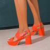 imageAmoji Women 3 Inch Block Heels Platform Strap Chunky Heeled Sandals 3283inchpuorange