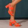 imageAmoji Women 3 Inch Block Heels Platform Strap Chunky Heeled Sandals 3283inchpuorange