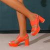 imageAmoji Women 3 Inch Block Heels Platform Strap Chunky Heeled Sandals 3283inchpuorange