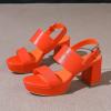 imageAmoji Women 3 Inch Block Heels Platform Strap Chunky Heeled Sandals 3283inchpuorange