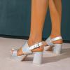 imageAmoji Women 3 Inch Block Heels Platform Strap Chunky Heeled Sandals 3283inchpusilver