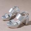imageAmoji Women 3 Inch Block Heels Platform Strap Chunky Heeled Sandals 3283inchpusilver