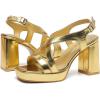 imageAmoji Women 4 Inch Block Heels Platform Cross Strap Chunky Heeled Sandals 3184inchpugold
