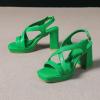 imageAmoji Women 4 Inch Block Heels Platform Cross Strap Chunky Heeled Sandals 3184inchpugreen