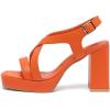 imageAmoji Women 4 Inch Block Heels Platform Cross Strap Chunky Heeled Sandals 3184inchpuorange