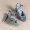 imageAmoji Women 4 Inch Block Platform Heels Braid Knot Lady Heeled Sandals FZ3224inchpudenimblue