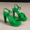 imageAmoji Women 4 Inch Block Platform Heels Braid Knot Lady Heeled Sandals FZ3224inchpugreen