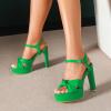 imageAmoji Women 4 Inch Block Platform Heels Braid Knot Lady Heeled Sandals FZ3224inchpugreen