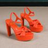 imageAmoji Women 4 Inch Block Platform Heels Braid Knot Lady Heeled Sandals FZ3224inchpuorange