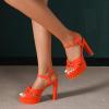 imageAmoji Women 4 Inch Block Platform Heels Braid Knot Lady Heeled Sandals FZ3224inchpuorange