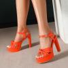 imageAmoji Women 4 Inch Block Platform Heels Braid Knot Lady Heeled Sandals FZ3224inchpuorange