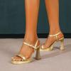 imageAmoji Women 4 Inches Heels Lady Platform Heeled Sandals Ankle Strap FZ323323gold