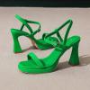 imageAmoji Women 4 Inches Heels Lady Platform Heeled Sandals Ankle Strap FZ323323green