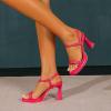 imageAmoji Women 4 Inches Heels Lady Platform Heeled Sandals Ankle Strap FZ323323rose