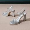 imageAmoji Women 4 Inches Heels Lady Platform Heeled Sandals Ankle Strap FZ323323silver