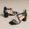 imageAmoji Womens 25 Inch Low Heel Ankle Strap Dressy Sandals 301Crossblack