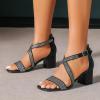 imageAmoji Womens 25 Inch Low Heel Ankle Strap Dressy Sandals 301Crossblack