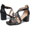 imageAmoji Womens 25 Inch Low Heel Ankle Strap Dressy Sandals 301Crossblack