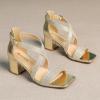 imageAmoji Womens 25 Inch Low Heel Ankle Strap Dressy Sandals 301Crossgold