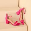 imageAmoji Womens 25 Inch Low Heel Ankle Strap Dressy Sandals 301Fuchsiasatin