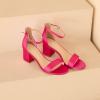 imageAmoji Womens 25 Inch Low Heel Ankle Strap Dressy Sandals 301Fuchsiasatin