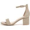 imageAmoji Womens 25 Inch Low Heel Ankle Strap Dressy Sandals 301Goldglitter