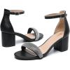 imageAmoji Womens 25 Inch Low Heel Ankle Strap Dressy Sandals 301Rhinestoneblack