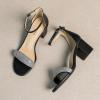 imageAmoji Womens 25 Inch Low Heel Ankle Strap Dressy Sandals 301Rhinestoneblack