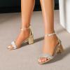 imageAmoji Womens 25 Inch Low Heel Ankle Strap Dressy Sandals 301Rhinestonegold