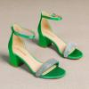 imageAmoji Womens 25 Inch Low Heel Ankle Strap Dressy Sandals 301Rhinestonegreen