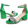 imageAmoji Womens 25 Inch Low Heel Ankle Strap Dressy Sandals 301Rhinestonegreen