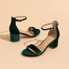 imageAmoji Womens 25 Inch Low Heel Ankle Strap Dressy Sandals 301Velvetgreen