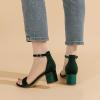 imageAmoji Womens 25 Inch Low Heel Ankle Strap Dressy Sandals 301Velvetgreen