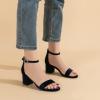 imageAmoji Womens 25 Inch Low Heel Ankle Strap Dressy Sandals 301Velvetnavy