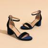 imageAmoji Womens 25 Inch Low Heel Ankle Strap Dressy Sandals 301Velvetnavy