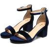 imageAmoji Womens 25 Inch Low Heel Ankle Strap Dressy Sandals 301Velvetnavy