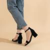 imageAmoji Womens 25 Inch Low Heel Ankle Strap Dressy Sandals 301Velvetnavy