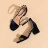 imageAmoji Womens 25 Inch Low Heel Ankle Strap Dressy Sandals 301Velvetnavy