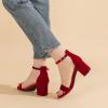 imageAmoji Womens 25 Inch Low Heel Ankle Strap Dressy Sandals 301Velvetred