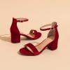 imageAmoji Womens 25 Inch Low Heel Ankle Strap Dressy Sandals 301Velvetred