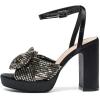 imageAmoji Womens 4 Inch Block Sequin Platform Heels Bowknot Ankle Strap Heeled Sandal Wedding F4304Sequinblackgold