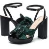 imageAmoji Womens 4 Inch Block Sequin Platform Heels Bowknot Ankle Strap Heeled Sandal Wedding F4304Sequinblackgreen